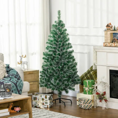 Sapin de Noël Artificiel 150 cm Effet Neige PET Vert avec Pied en Métal Stable – Image 7