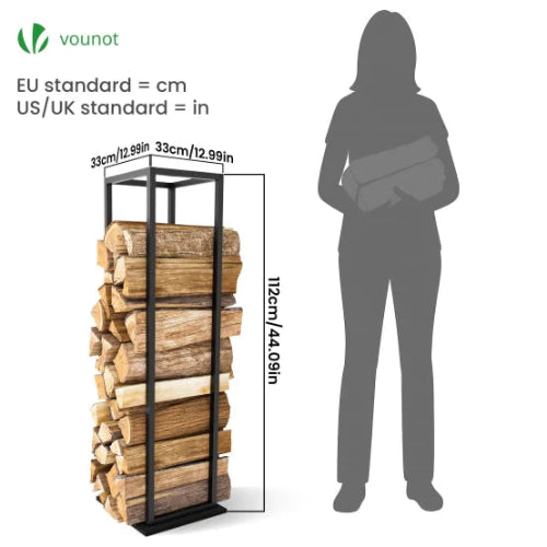 Porte bûche vertical 33x33x112cm - métal - range bûche – Image 3