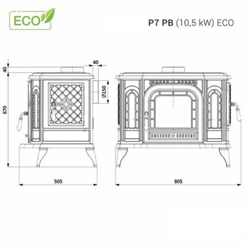 Poêle à Bois sur pied P7 ECO 10,5 kW – Image 6